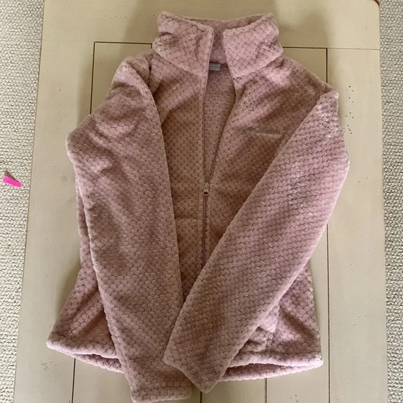 Columbia zip-front super soft fleece; pink textured material size M. - Picture 5 of 5